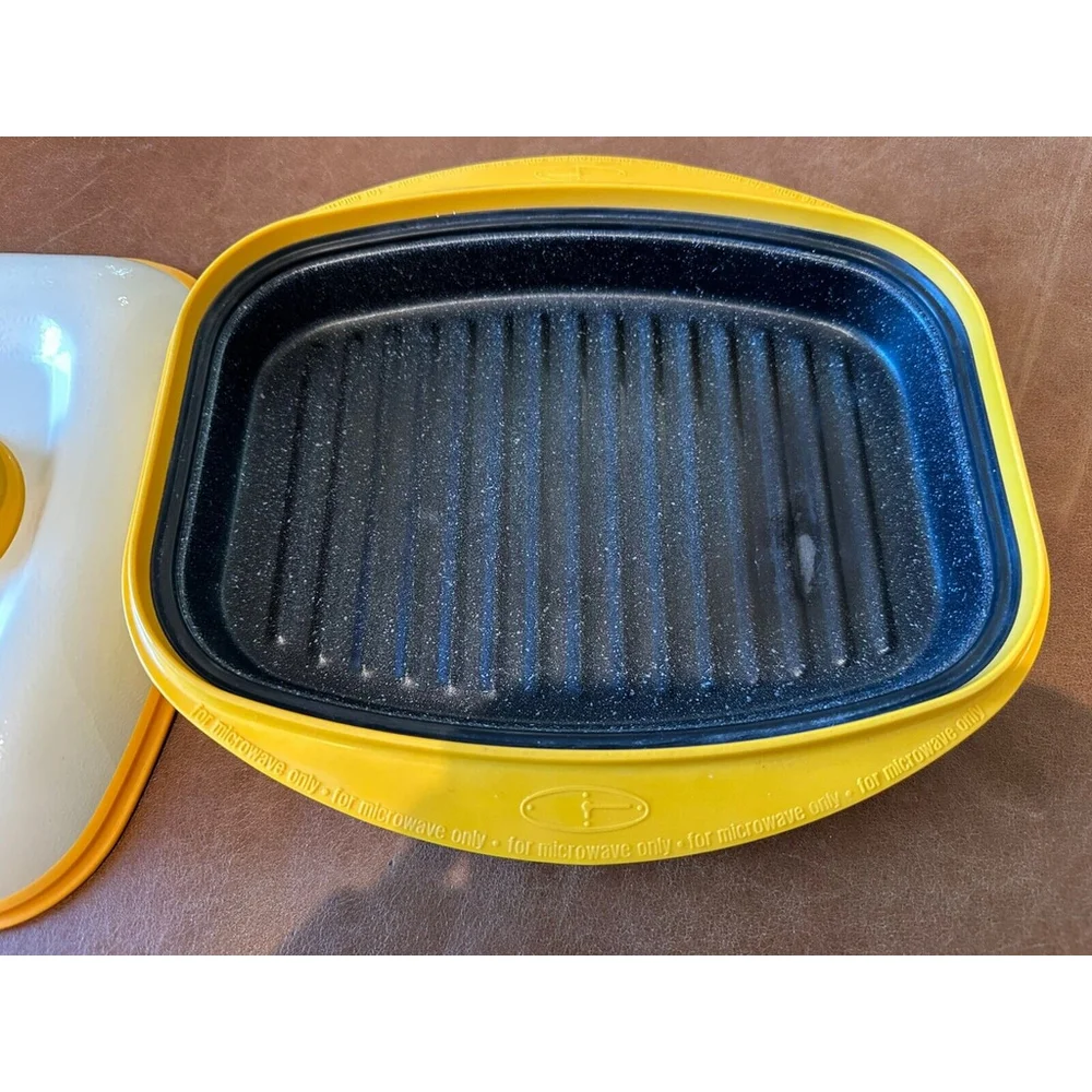 Range Mate Yellow Non-Stick Microwave Grill Pan Cooker Vtg